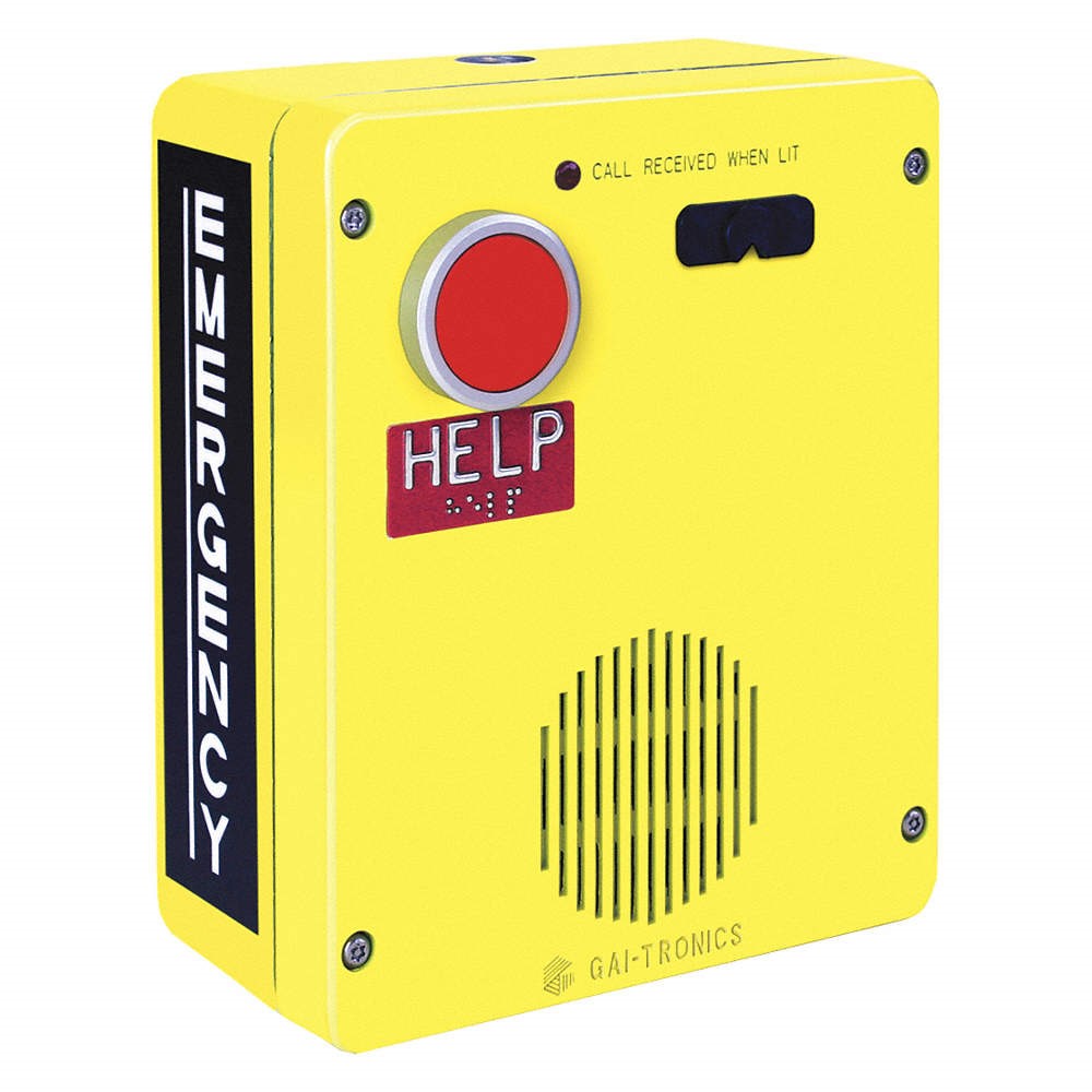 GAI-Tronics Emergency Telephone 393-001-N single-button auto-dial surface-mount phone in yellow
