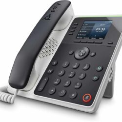 HP Poly Edge E220 IP desk phone with 2.8-inch color display and navigation keys