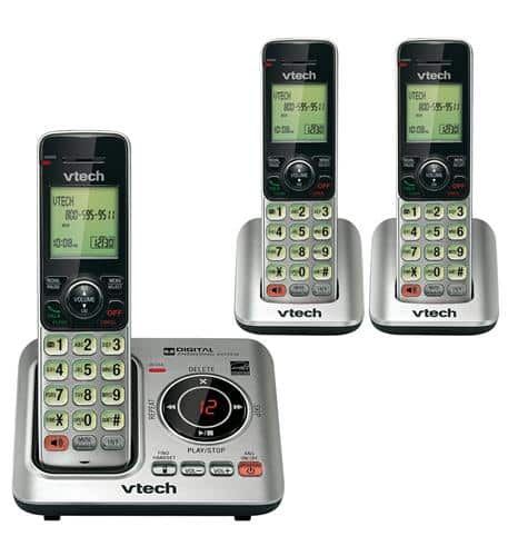 VTech CS6629-3 Cordless Phone System | 3-Handset DECT 6.0 with Answering Machine