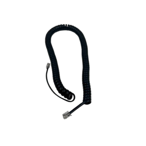 Flat black coiled handset cord for Avaya and Nortel desk phones