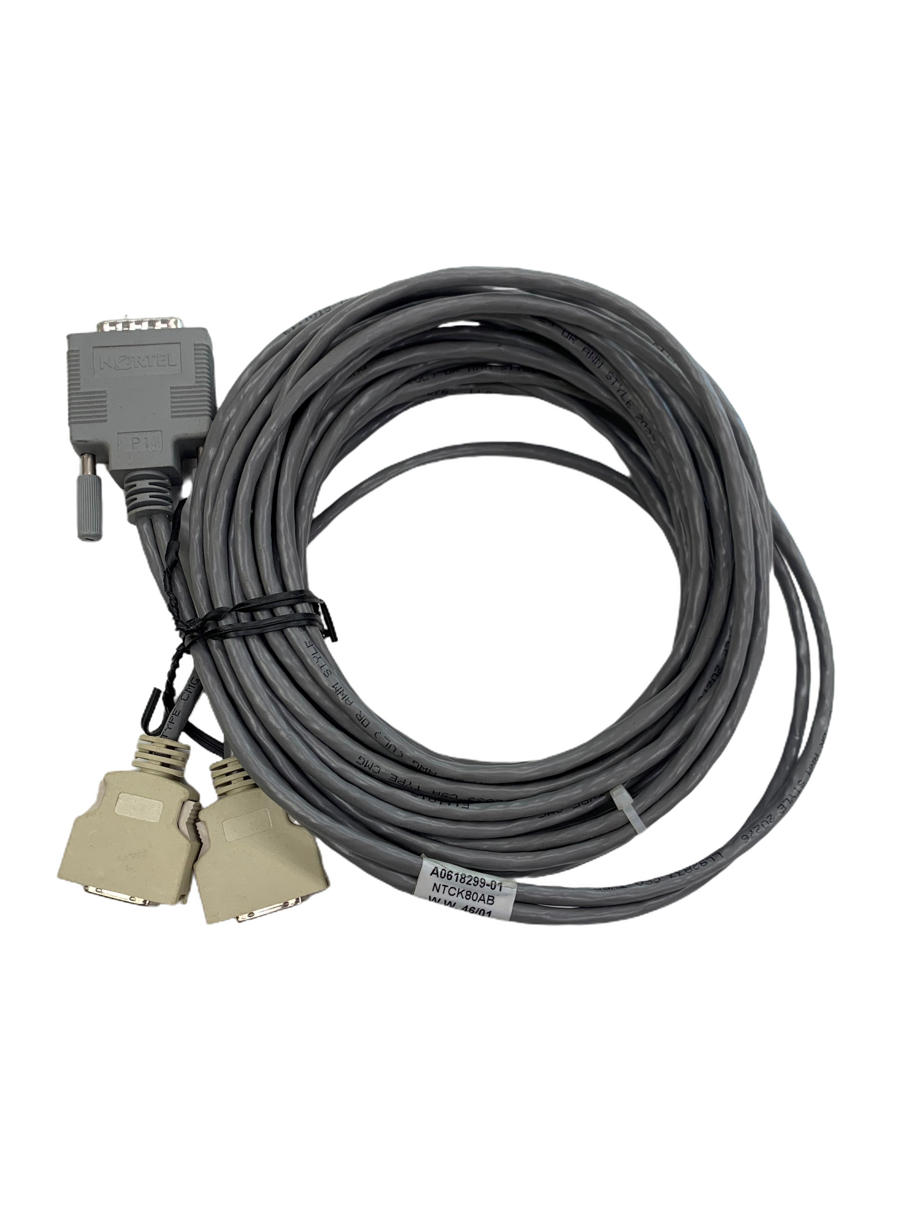 NTCK80AC 35ft DDP to MSDL cable coiled with visible molded connectors NTCK80AC