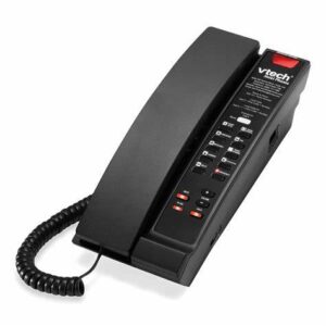 VTech A2211 Matte Black Contemporary Analog Phone – Stylish Single-Line Hospitality Phone 80-H0A7-13-000