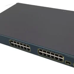 Cisco WS-C3560-24PS-S Cisco Catalyst WS-C3560-24PS-S switch front view with 24 PoE ports and SFP uplinks